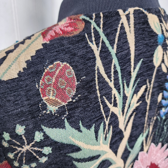 NWT $230 A.Z.I. New York Black Floral Tapestry Jacket Beaded Full Zip Linens M - Picture 14 of 16